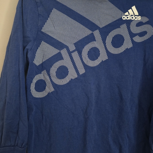 Adidas Kids Blue Hoodie Size 5 Boys Sweater Long Sleeve Shirt Top - Picture 3 of 4
